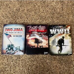 Military History DVD Tin Lot Iwo Jima WWII Great Battles Civil War Battlefields